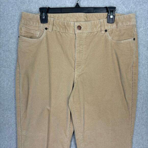 LL Bean Corduroy Pant Size 16 Tan Favorite Fit Stretch Academia Neutral Heritage - Picture 2 of 13